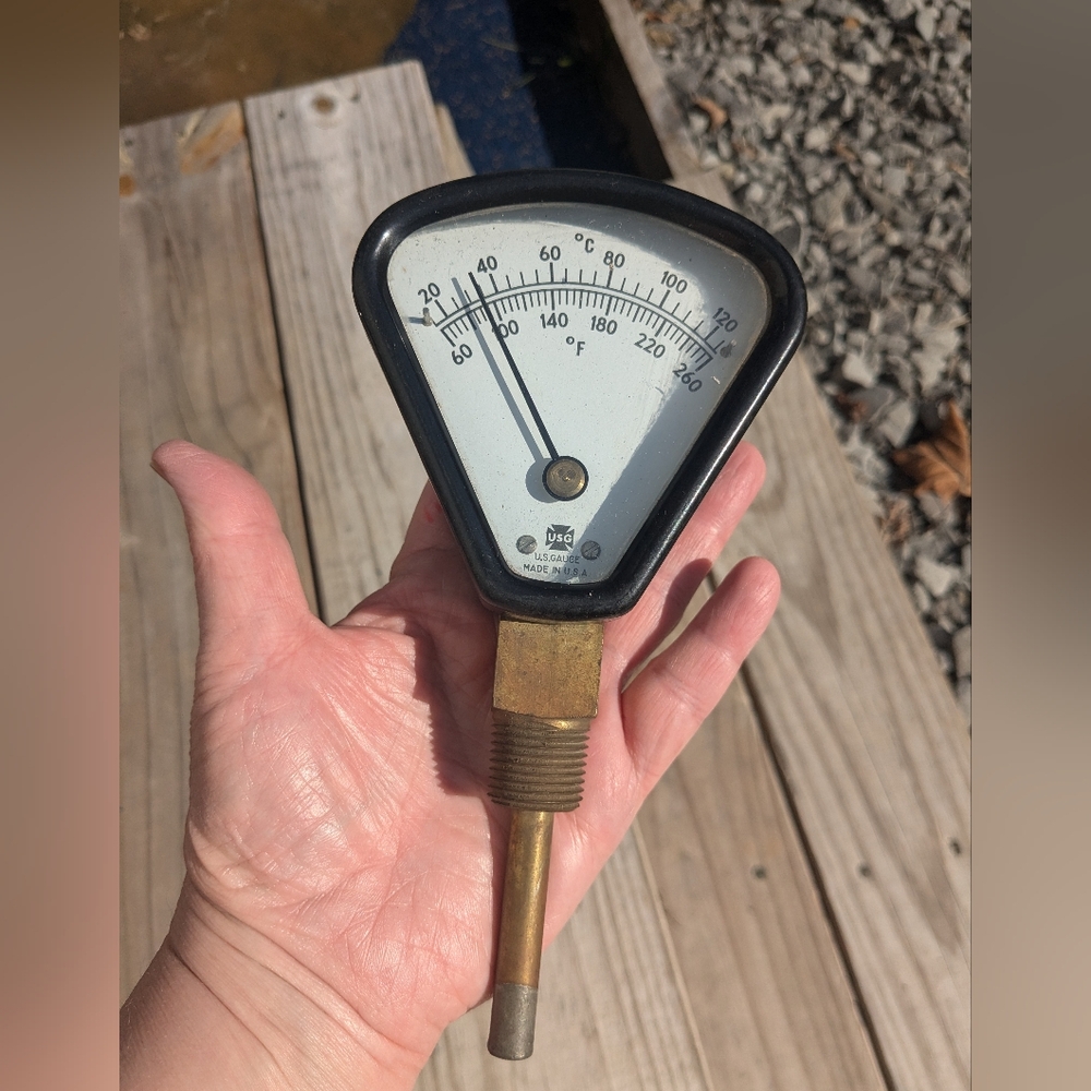 Vintage US Gauge USG Immersion Threaded Temperature Gauge 60-260°F-